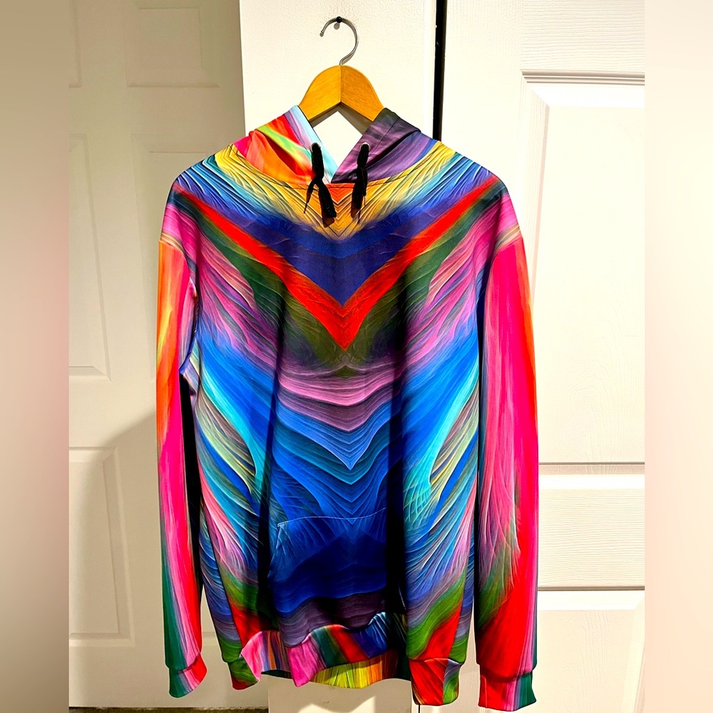 John Hancock Hoodie Unisex 3XL Rainbow Ocean Splash New Polyester Spandex PRIDE